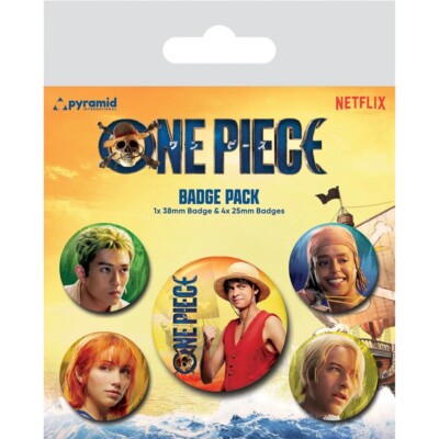 Button Badge 5er Pack ONE PIECE Live Action -  Straw Hats 1x38 & 4x25mm BP80827