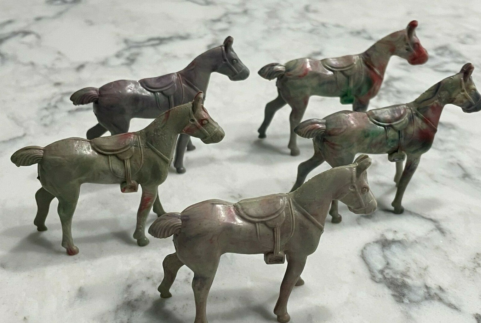 Vintage 1950s Ajax Archer Hard Plastic Standing Horse Green Purple