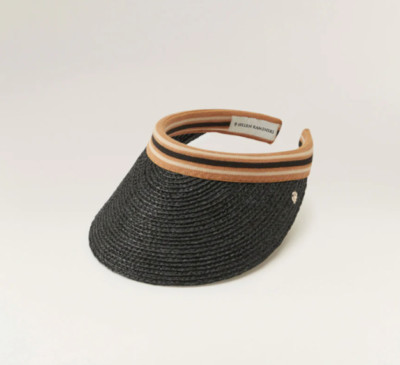 Helene Kaminski Bianca Iconic Raffia Stripe Wide Brim Sun Visor Hat ONE SIZE O/S