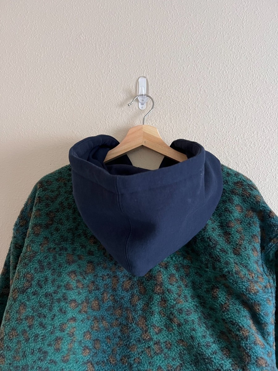 Supreme Leopard Fleece Zip Up Hooded Shirt - Size XL - Teal