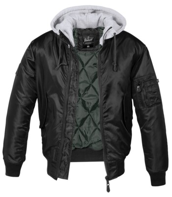 BRANDIT Jacket Bomber Hoodie Men's Aviator MA1 Over Sizes Black/Gr