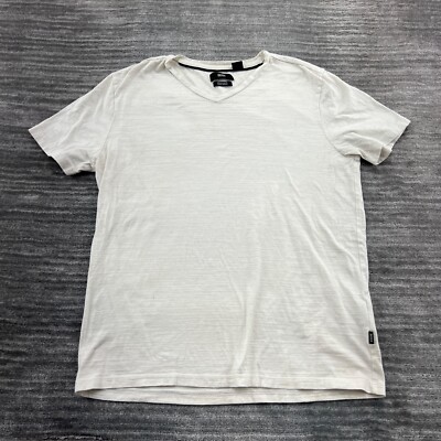 Hugo Boss Shirt Size L Youth Short Sleeve V Neck Regular Fit Mercerised White