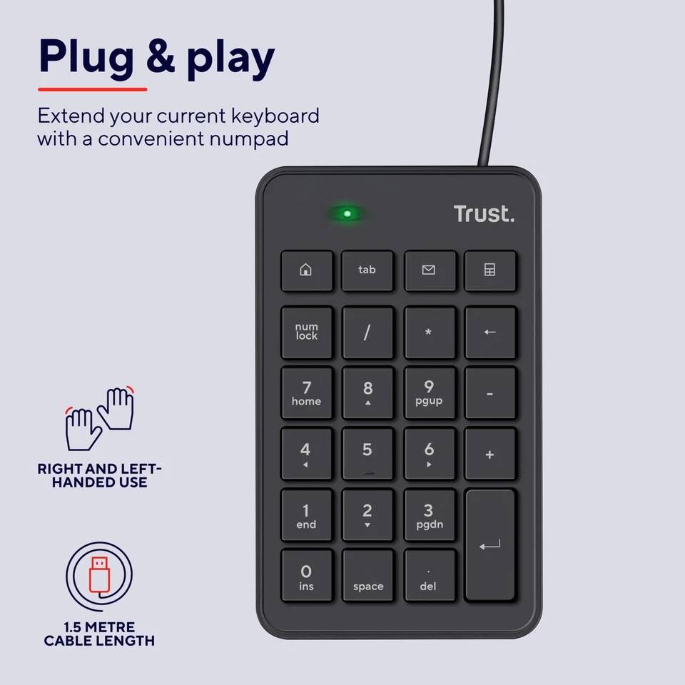 Xalas USB Numpad für Laptop und Desktop PC Flacher Ziffernblock mit 5 Zusätzl... - Bild 3 von 4