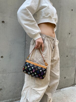 RAREAuth LOUIS VUITTON Multicolor Black Pochette Accessories Pouch