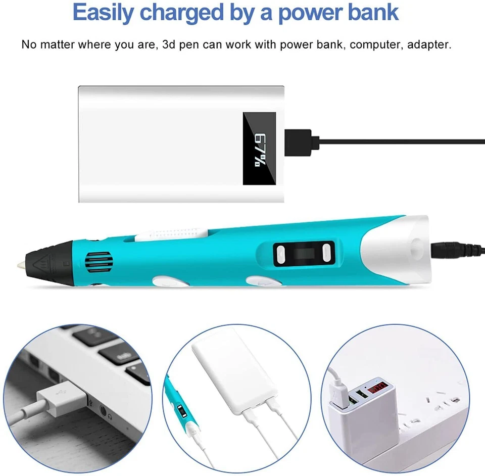 3D Printing Pen Set Doodle Printer Drawing 12 Colours PLA Filament Gift For Kids - image 4 of 4