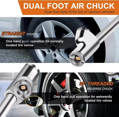 2×Dual Head Air Chuck 1/4" FNPT Straight Foot Lock On Truck RV Tire Inflate Chuc - Picture 12 of 17