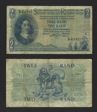 SOUTH AFRICA 2 Rand 1962-65, P-105b, Sign: Rissik, Afrikaans Top, Orig. VF Grade