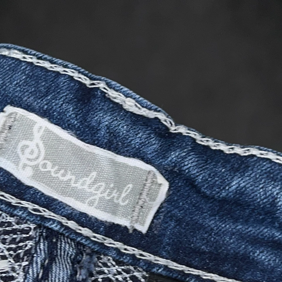Soundgirl Mujer Embellecido Solapa Caliente Pantalones Cortos Juniors Talla 9 Elástico Denim Foto 3 de 4
