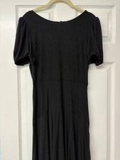 Ann Taylor LOFT Midi Black Dress Short Sleeves Size 2 Zip Back