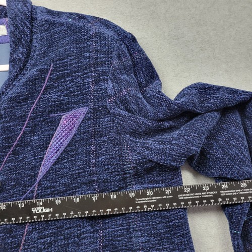 Chenille Jacket Womens Womens Large Blue Artsy Heavy Button Front Maria Phillips - Picture 10 of 11