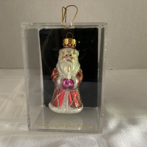 Glass Santa Claus Christmas Ornament Hand Crafted Box 3” - Picture 3 of 11