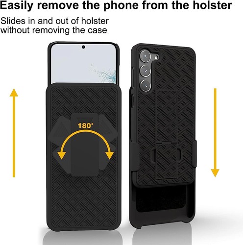 For Samsung Galaxy S23+ Plus Black Holster Swivel Belt Clip Hard Slim Case Cover - Picture 5 of 7