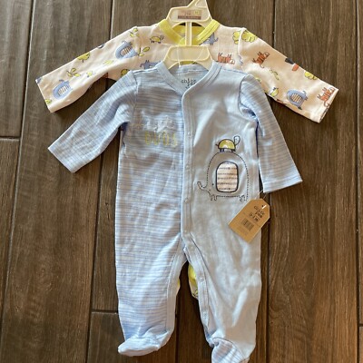 Chick Pea Infant Boy 2 Pack Sleepers Long Sleeve Footed 0-3M Snap Up new w tags