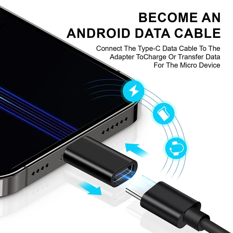USB 3.1 Type C Female to Micro USB Male Adapter Data Converter Connector USB-C - Image 3 of 4