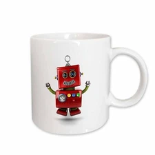 3dRose Happy vintage toy robot jumping of joy cute funny Mug