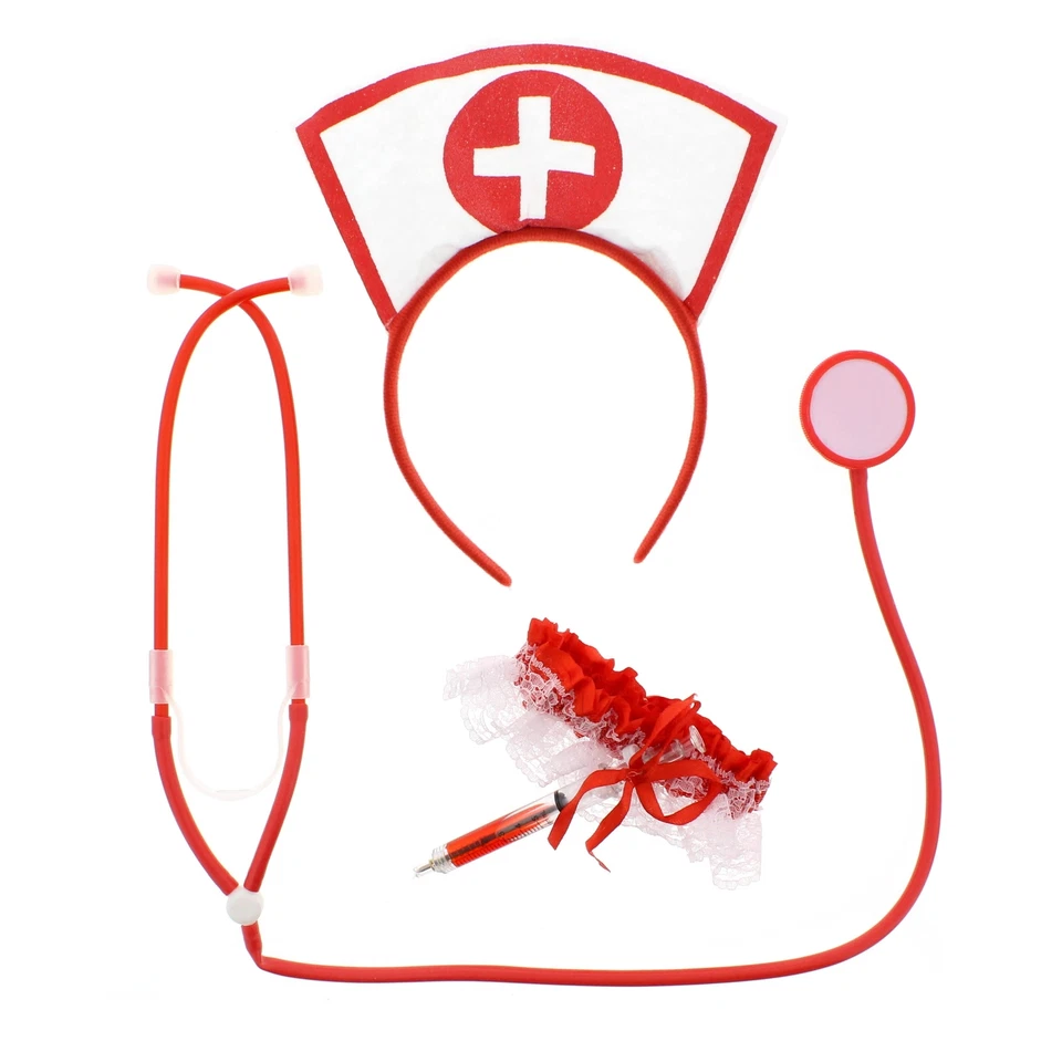 Sexy Nurse Set with Headband, Stethoscope, Garter and Syringe Pen, Doctor's - Image 2 of 2
