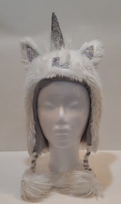 Justice Unicorn Faux Fur Earflap Initial "L" Beanie Hat Mohawk Mane Sparking OS
