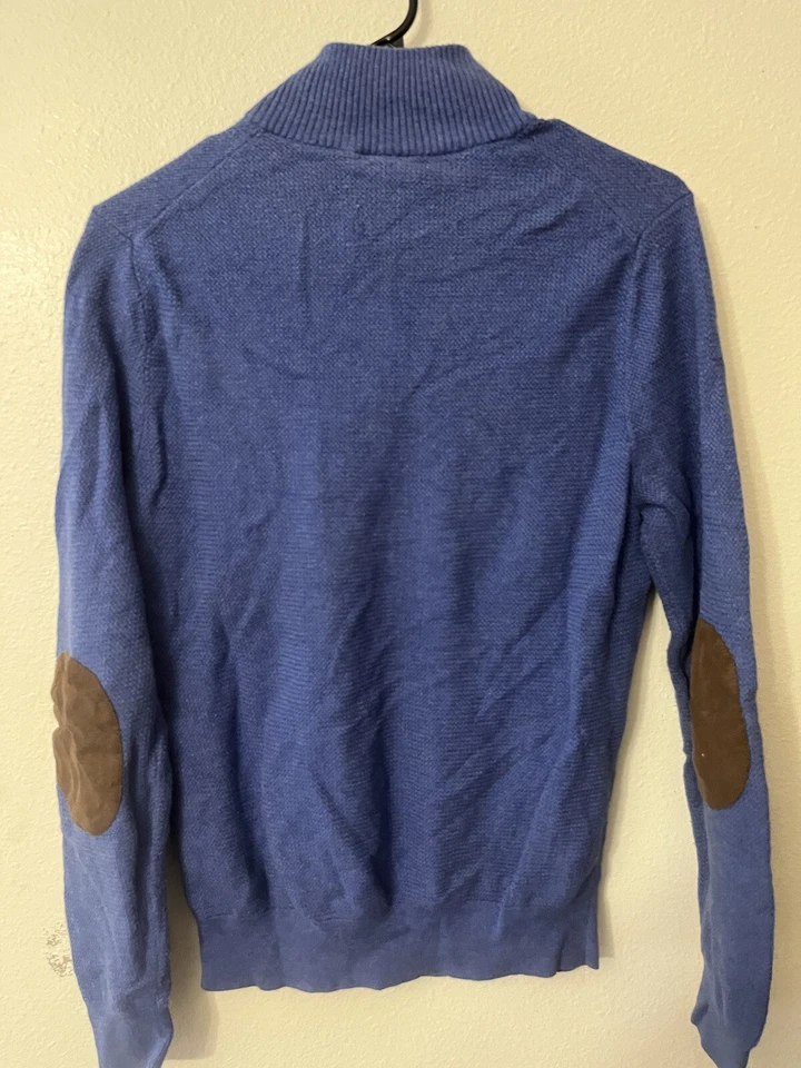 Jos A Bank Sweater Men Small Blue Pullover 1/4 Zip Executive Collection Cotton - Image 3 of 4