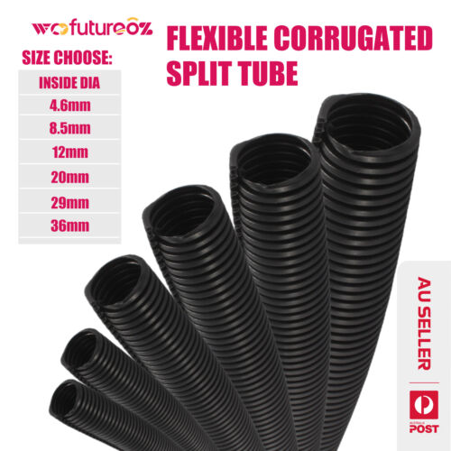 H/duty Auto Split Cable Loom Corrugated Tube Helps Organize Route Wires Anti-UV - Picture 1 of 18