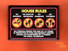 Time Out arcade house rules sign 2x3" fridge/locker magnet  retro 80s video game
