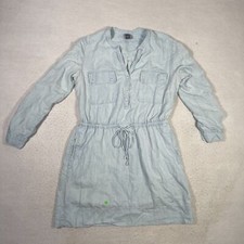 Gap Chambray Dress Women's Size Medium Petite Blue Front Tie Pockets