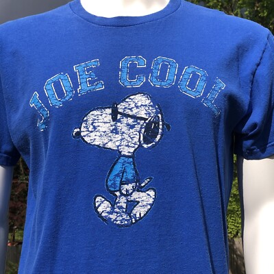 Vintage Peanuts Snoopy Joe Cool T-Shirt Peanuts Tee Blue Mens