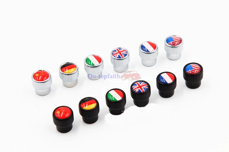 4x Tapas de vástagos de válvula de neumático de neumático de rueda de metal Inglaterra Gran Bretaña Reino Unido para Mini Jaguar Foto 2 de 4