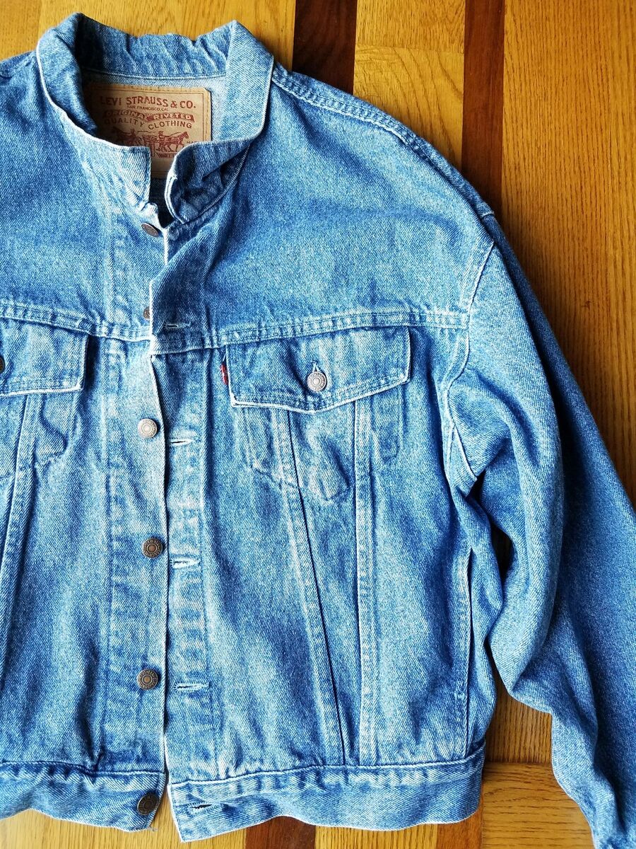 Levi's Denim Jean Jacket Men's Red Tab Distressed Wash 70598 Levi's Denim Jean Jacket Men's Red Tab Distressed Wash 70598