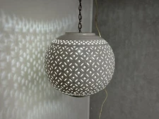 Vintage Mid Century Blanc De Chine Reticulated Porcelain Ceiling Lamp LARGE 15"