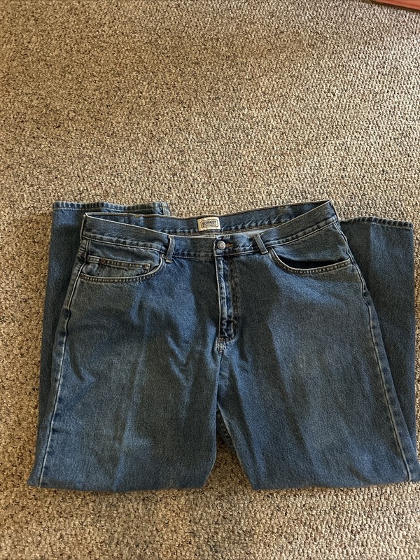 Schmidt Workwear jeans 42x32 Work Pants Blue  Med Wash 5 Pocket GUC