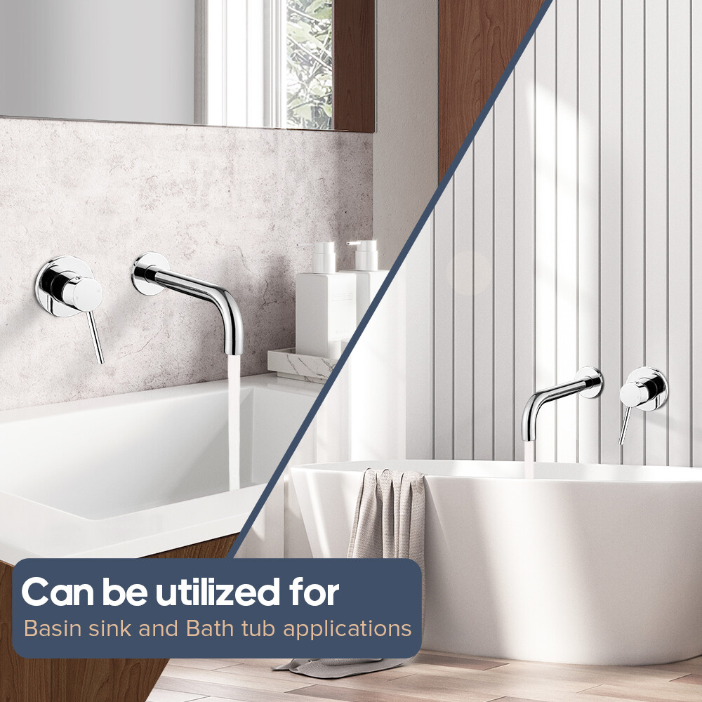 Decaura Bath Spout Laundry Round Chrome Wall Water Spouts Tapware Mixer Taps Set eBay