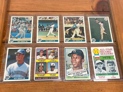 Vintage Baseball Card Lot of 8 Cards Ken Griffey Mickey Rivers Ty Cobb Ed Ott