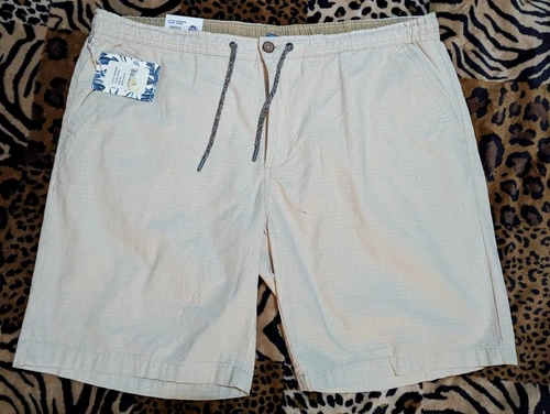 $50 new HAVANA JIM Ripstop Drawstring Zipper Cotton Shorts STONE Mens 40x9 #c060