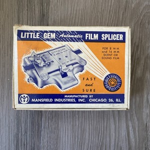 MANSFIELD LITTLE GEM FILM SPLICER Automatic Splicer for 8mm & 16mm Original Box