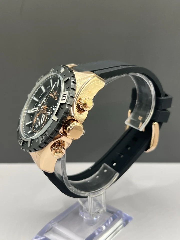 Nuevo en caja Invicta Aviator Propel 33938 - Caja de oro rosa de 49 mm, banda negra - VARIANTE RARA Foto 2 de 4