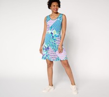 Susan Graver Women's Plus Sz Dress 1X Courtside Social Multi-colored A691006