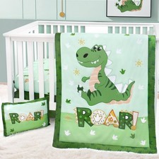 Crib Bedding Set for Boys,4 Piece Dinosaur Baby Bedding Set,Standard Size Nur...