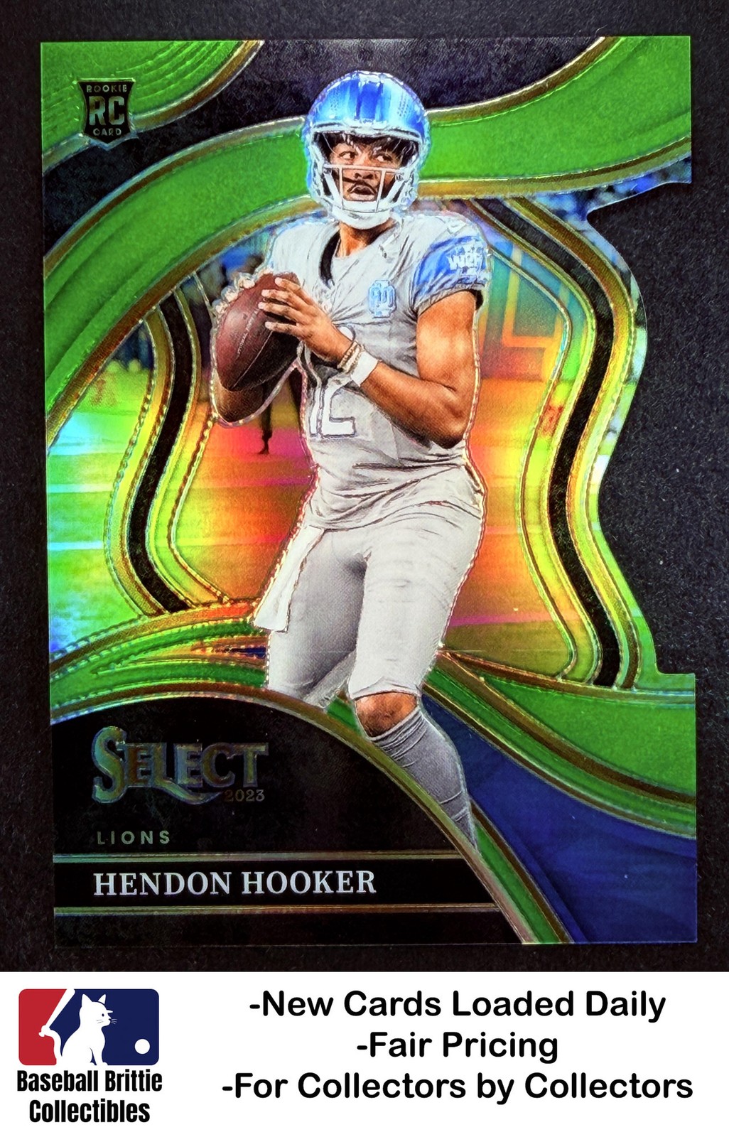 2023 Select #268 Hendon Hooker Neon Green Prizm Die Cut #/499 Rookie Lions