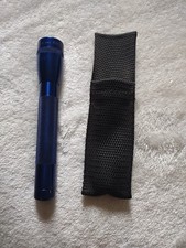 💥Vtg Mag-Lite Mini Aluminum Flashlight 5 3/4" 2 AA Cell Blue Made In USA CA