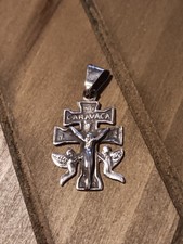 Pendentif croix Cruz de Caravaca vintage en argent sterling Taxco Mexique TR25