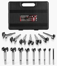 1/4" to 2-1/8" Forstner Bit Set for Woodworking, Drill Press & Handheld Drills