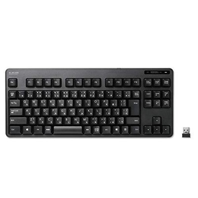 ELECOM USB Keyboard with Wireless Receiver Membrane Compact Keyboard Black