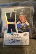 2008-09 SPx - Rookies Autograph Jerseys T.J. Oshie #158 /999 (AU, MEM, RC)
