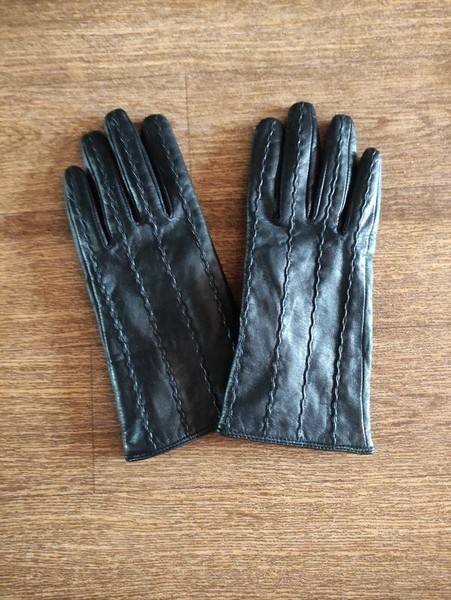 Women Germano Zama Gloves Black Leather 7