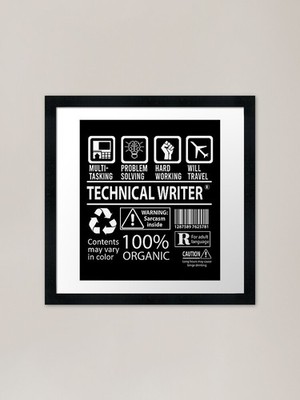 Technischer Schriftsteller T-Shirt - Multitas gerahmtes Wandbild Poster Leinwanddruck Bild