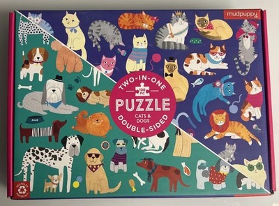 Mudpuppy Cars & Dogs 100 Piece Double Sided Puzzle 2 Fun Puzzles in 1 Great Cond