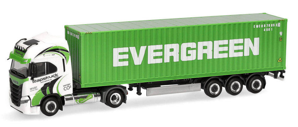 HERPA - Camion porte container 3 essieux avec container 40 pieds