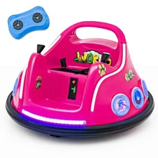 12V Kids Ride on Bumper Car Remote Control w/ Flashing LED Light & Music Pink