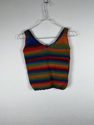 Womens Rainbow Rainbow Sleeveless Tank Top Size XS Summer