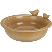 VogelträNke Vogelbad Beige Porzellan 23X23X10 Cm Garten Vogelbecken Wasserschale